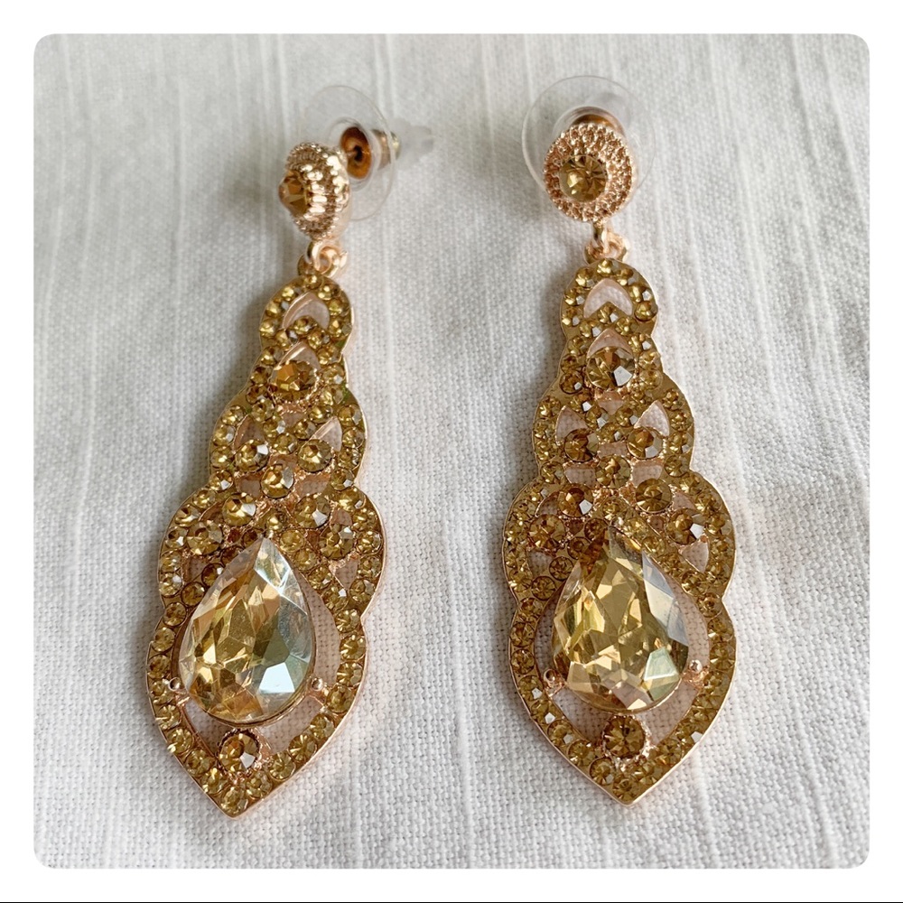 Gold Tone Long Earrings